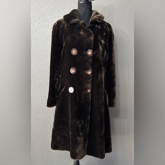 Winkelmans Jackets & Blazers - Winkelmans Vintage Woman’s Sz M Brown Faux Fur Sheered Long Trench Coat Jacket